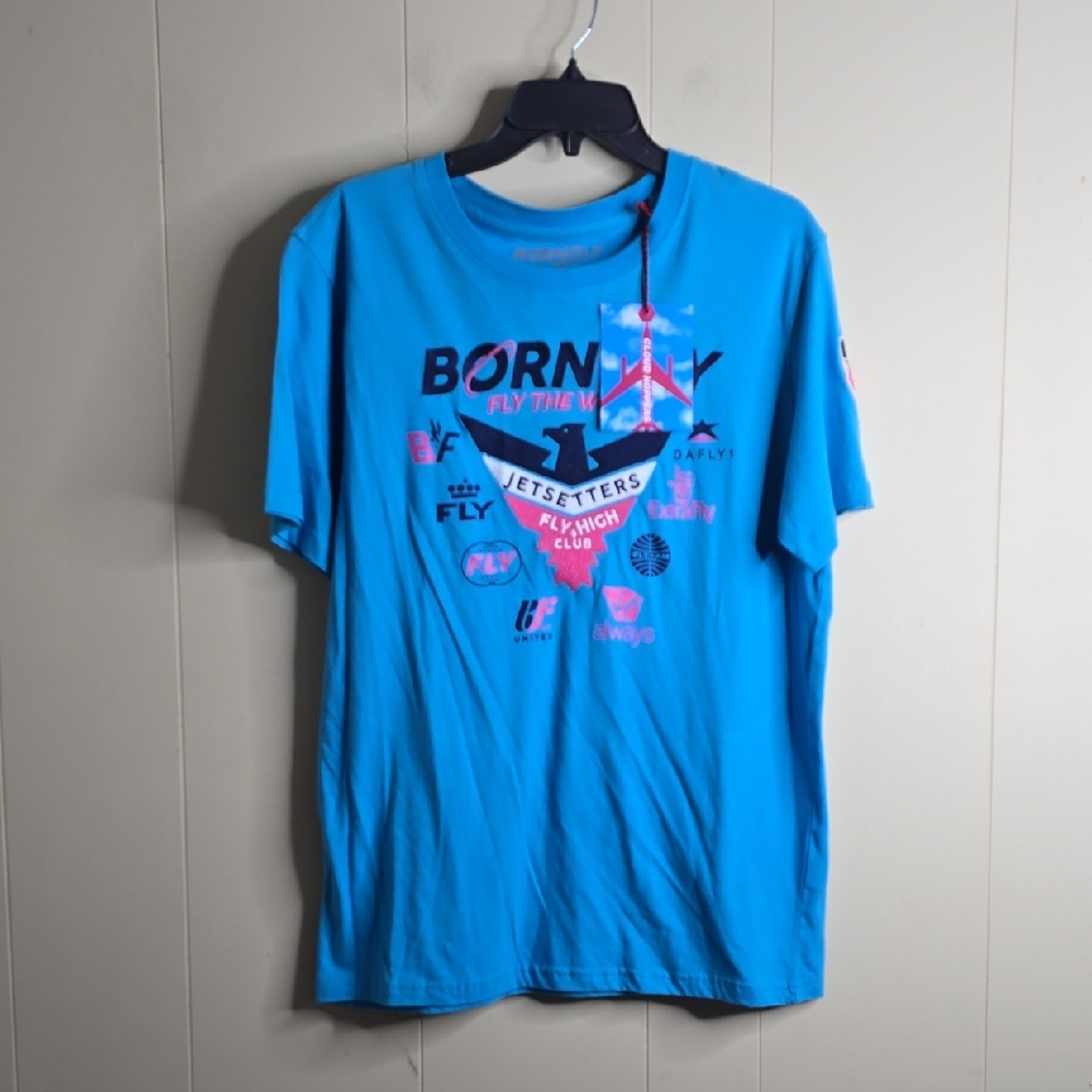 Born Fly Blue Jetsetters Graphic T-Shirt Large